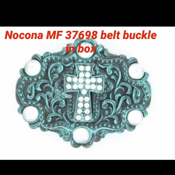 NOCONA Belt Co. Buckle in box Turquoise & Rhinestone NWT - Picture 5 of 13